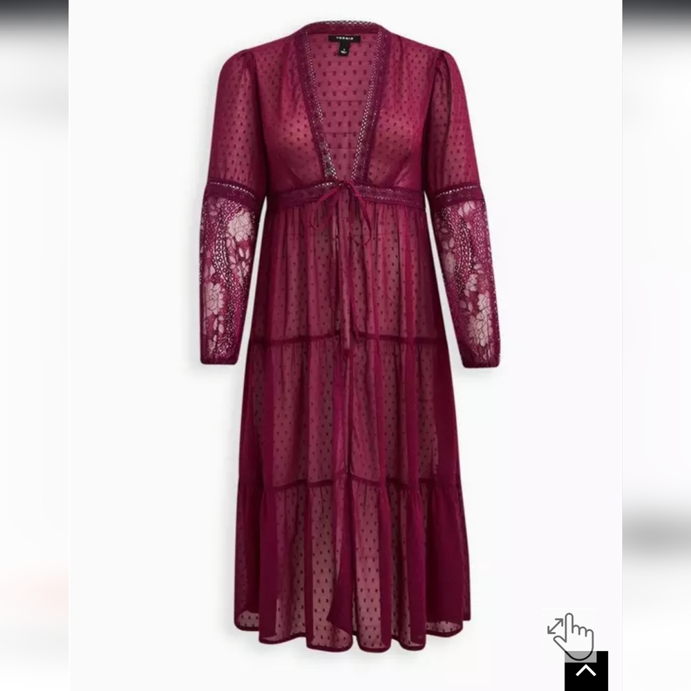 Torrid Maxi Kimono - Clip Dot Chiffon Plum